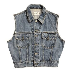 Calvin Klein Blue Denim Vest Size Medium